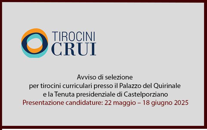 CRUI - Presidenza della Repubblica: 26 tirocini curriculari 
